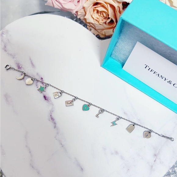 Authentic Tiffany & Co. RARE Mini Love Notes 925 Sterling Silver Charm Bracelet - Picture 4 of 12